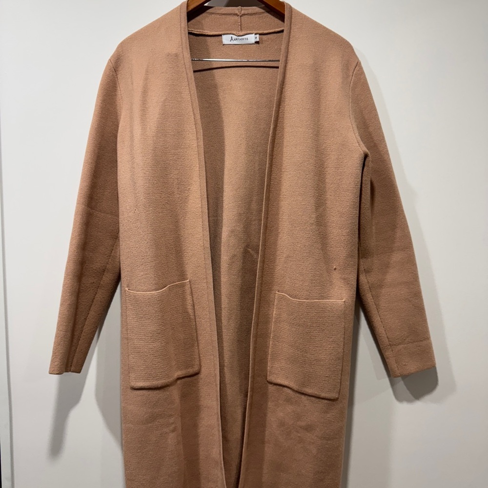 Elegant Camel Open-Front Cardigan